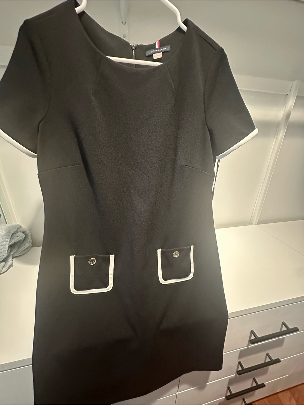 Tommy Hilfiger Black Mini Dress with White Trim
